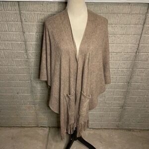 Steve Madden Womens Beige Open Front Oversized Fit Poncho Cardigan‎ One Size